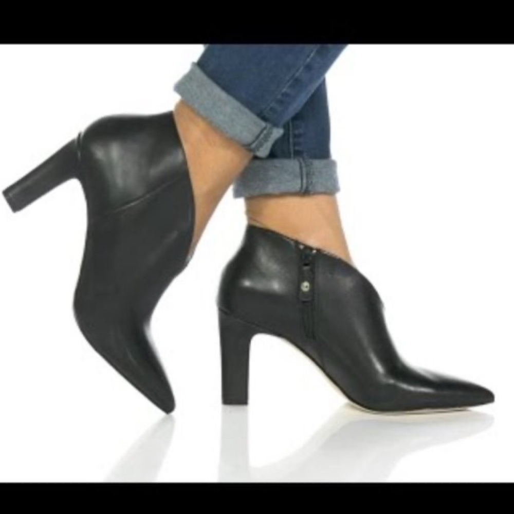 Cole Haan Women Black Leather Viana 75 Pointed Toe Bootie US 6.5